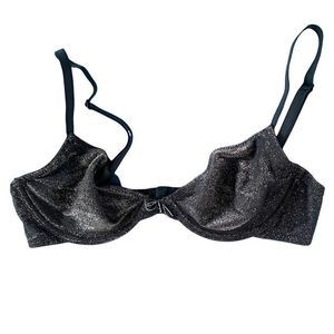 Gillian & O'Malley intimates black mesh bra underwire sz 34B